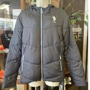 Women's U.S. Polo Jacket USPA Grey/Teal Full Zip – Small Fleece Lined